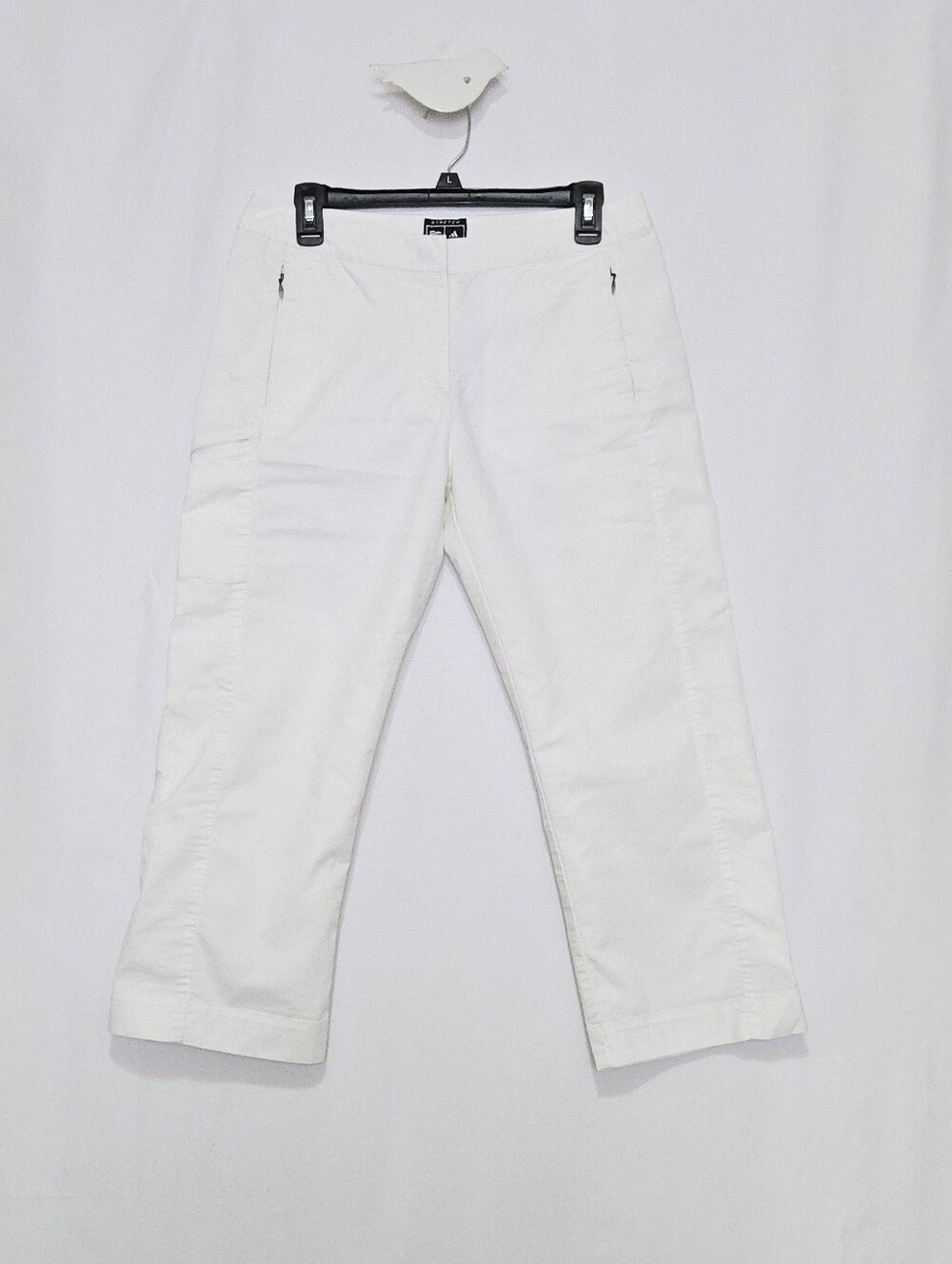ADIDAS White Golf Cropped Pants - Straight Leg - Flat Front - Stretch - Size 8